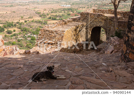 Scenery seen from Suraj Pole Gate inside Chittaurgarh Fort in Rajasthan, India 94090144