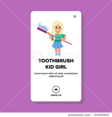 toothbrush kid girl vector 94090903