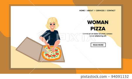 woman pizza vector woman pizza vector 94091132