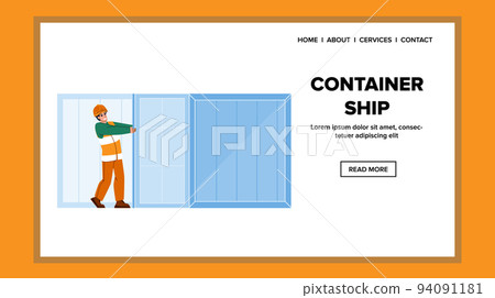 container ship vector 94091181