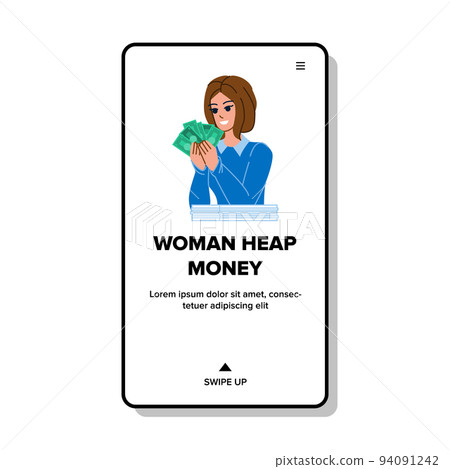woman heap money vector 94091242
