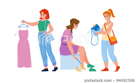 Female Shopping Occupation In Clothes Store Vector 94092506