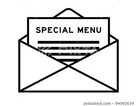 Envelope and letter sign with word special menu as the headline Envelope and letter sign with word special menu as the headline 94092639