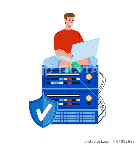 Vps Hosting Internet Service Using Man Vector Vps Hosting Internet Service Using Man Vector 94092688