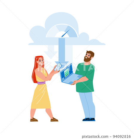Man And Girl Downloading From Cloud Storage Vector Man And Girl Downloading From Cloud Storage Vector 94092816