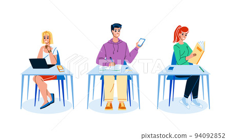 University Students In Classroom Studying Vector University Students In Classroom Studying Vector 94092852