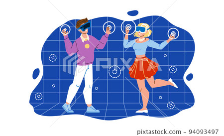 Metaverse Vr Glasses Using Boy And Girl Vector 94093497