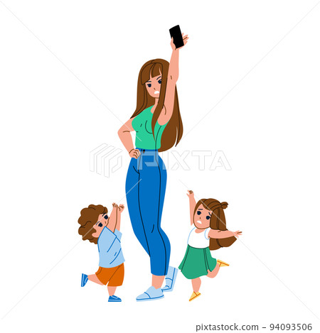 Children Gadget Addiction Modern Problem Vector Children Gadget Addiction Modern Problem Vector 94093506