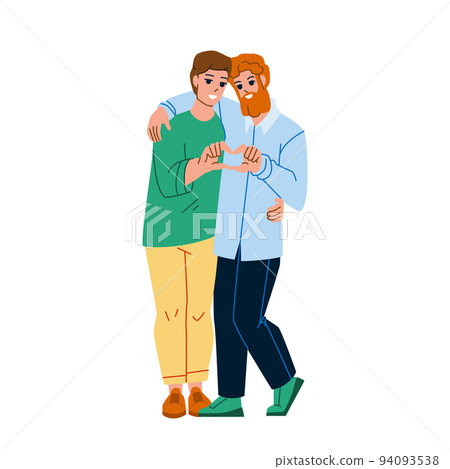 Gay Couple Embracing And Showing Heart Vector 94093538