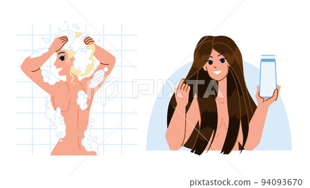 shampoo shower woman vector 94093670