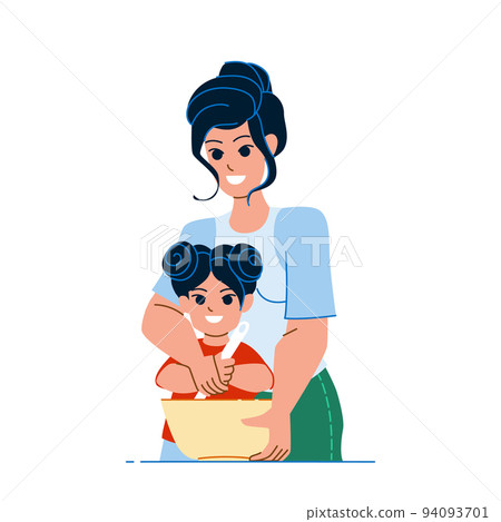 mother daughter cooking vector mother daughter cooking vector 94093701