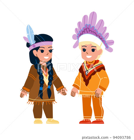 kid american indian vector 94093786