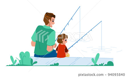 father son fishing vector 94093840