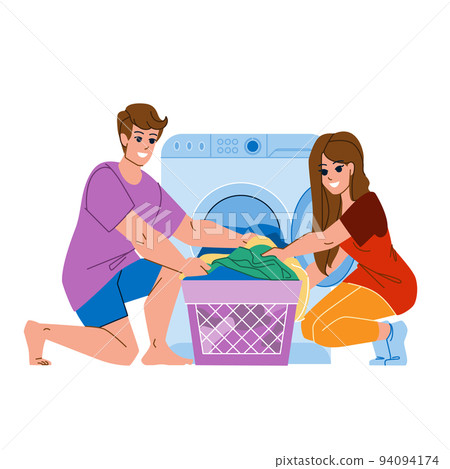 couple doing laundry vector - Stock Illustration [94094174] - PIXTA