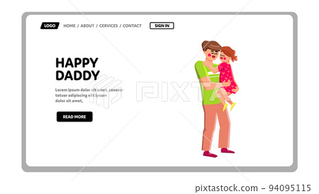Happy Daddy Playing With Daughter Together Vector Happy Daddy Playing With Daughter Together Vector 94095115
