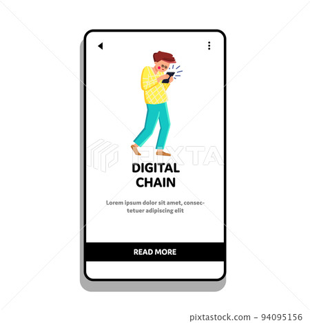 Digital Chain And Technology Addiction Vector 94095156