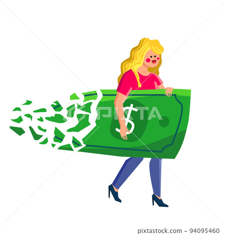 Inflation Dollar Bill Sprayed In Woman Hand Vector Inflation Dollar Bill Sprayed In Woman Hand Vector 94095460