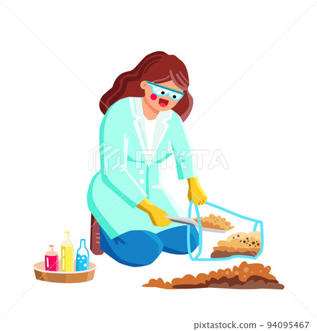 Soil Analysis Making Scientist For Research Vector 94095467