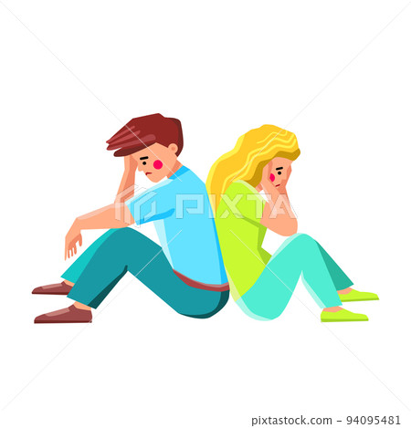 Depressed Man And Woman Sitting On Floor Vector Depressed Man And Woman Sitting On Floor Vector 94095481