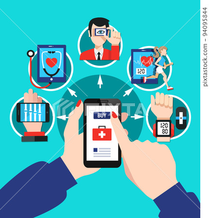 Digital Healthcare Options Flat Poster 94095844