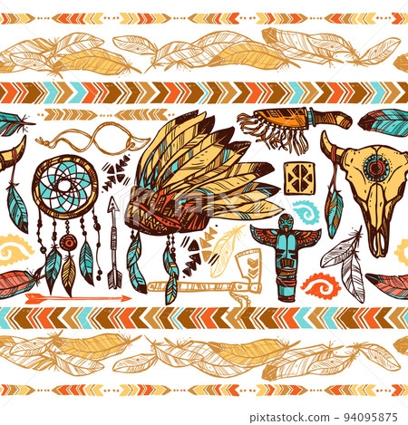 Native Americans Seamless Pattern 94095875