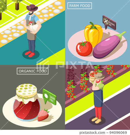 Organic Food Isometric Design Concept Organic Food Isometric Design Concept 94096069