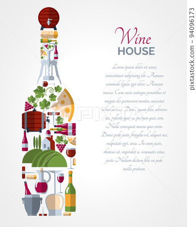 Wine bottle icons compositions poster 94096173