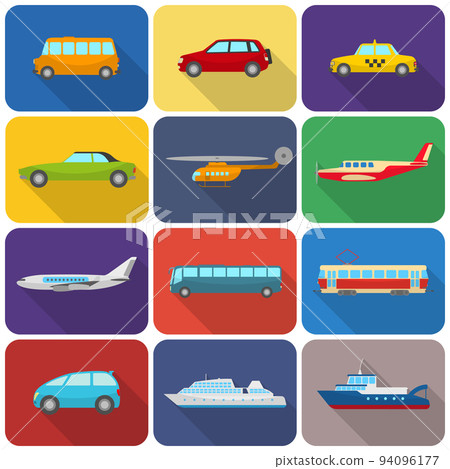 Multicolored transport icons flat Multicolored transport icons flat 94096177