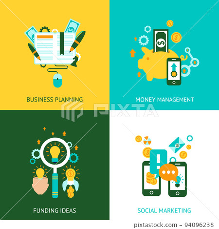 Business analysis concept 4 flat icons 94096238