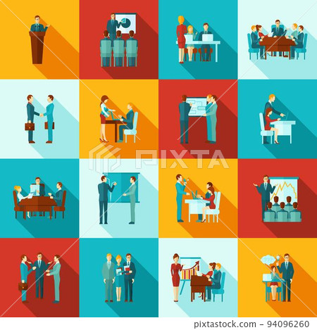 Business Training Icons Flat Set 94096260