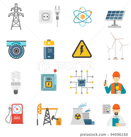 Energy power flat icons set Energy power flat icons set 94096288