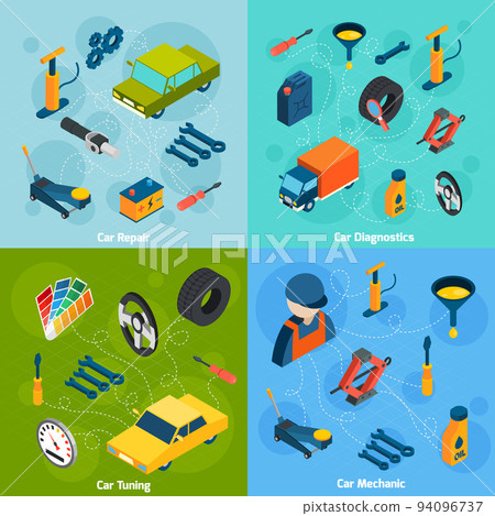 Car Repair And Tuning Isometric Icons Car Repair And Tuning Isometric Icons 94096737