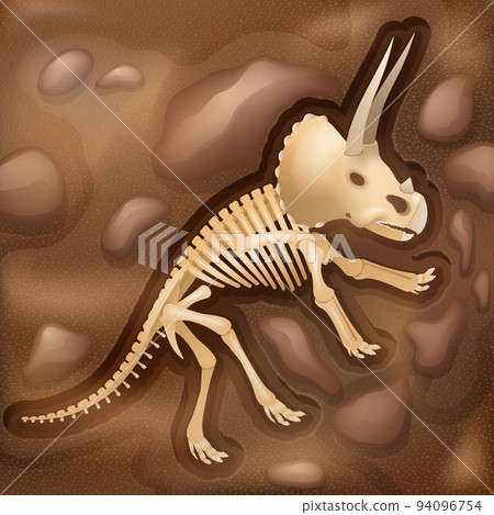 Dinasaur bones fossil illustration picture 94096754