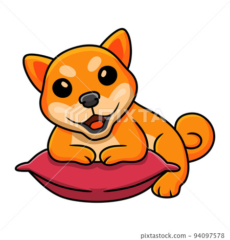 Cute shiba inu dog cartoon on the pillow Cute shiba inu dog cartoon on the pillow 94097578