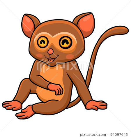 Cute little tarsier cartoon sitting 94097645
