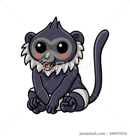 Cute delacour's langur cartoon sitting Cute delacour's langur cartoon sitting 94097658