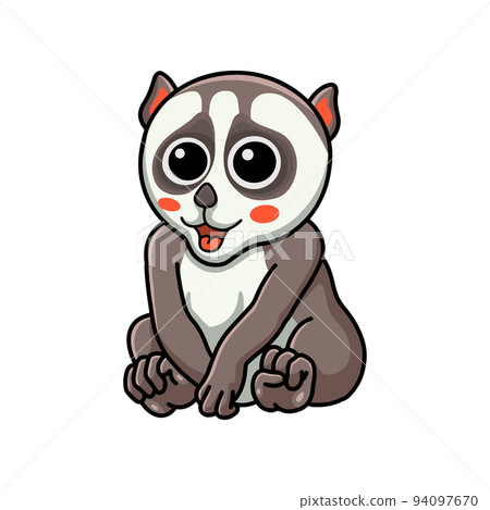 Cute little loris cartoon sitting 94097670