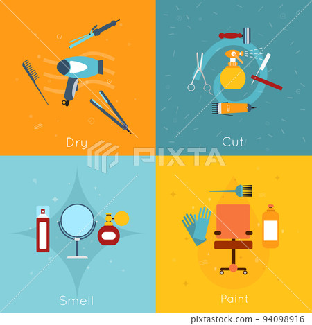 Hairdresser icon set flat Hairdresser icon set flat 94098916