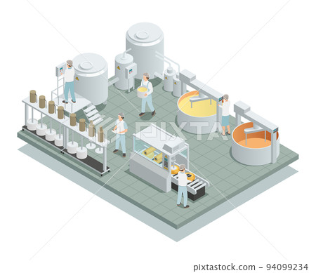 Cheese Production Factory Isometric Composition 94099234