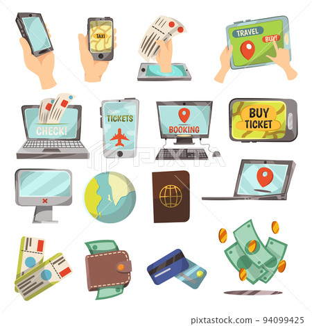 Online Booking Service Icons Set 94099425