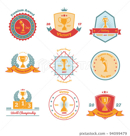 Trophy Awards Flat Emblems Set 94099479