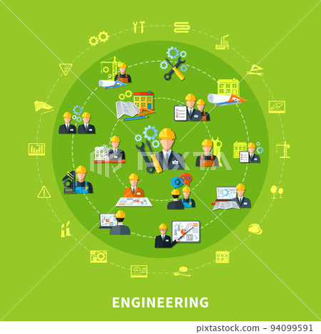 Engineering Icons Round Composition Engineering Icons Round Composition 94099591