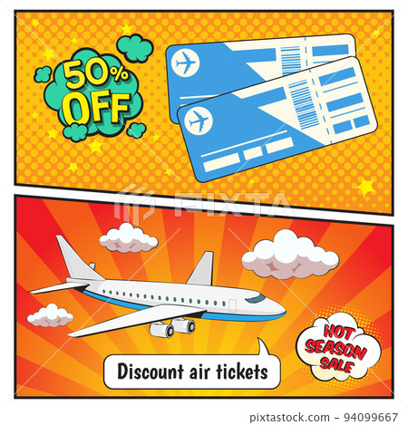 Discount Air Tickets Comic Style Banners 94099667