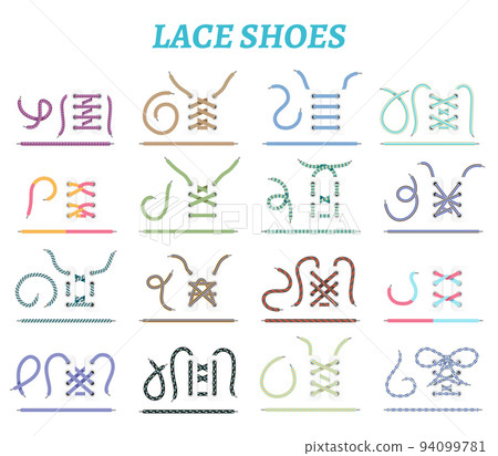 Shoe Lacing Methods Icons Set 94099781