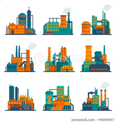Industrial building icons set flat Industrial building icons set flat 94099897