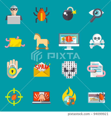 Hacker icons flat set Hacker icons flat set 94099921