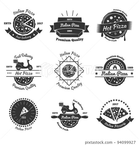 Hot Pizza Delivery Emblems Hot Pizza Delivery Emblems 94099927