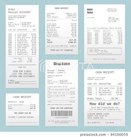 Cash Receipt Samples Realistic Images Collection 94100059