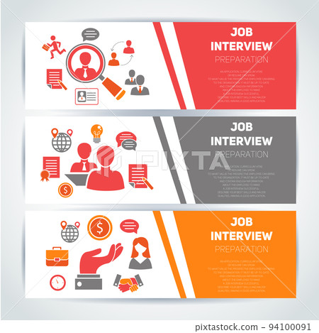 Job interview flat banner set 94100091