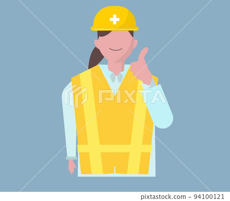 A woman at a construction site giving an ok sign Good sign helmet illustration 94100121